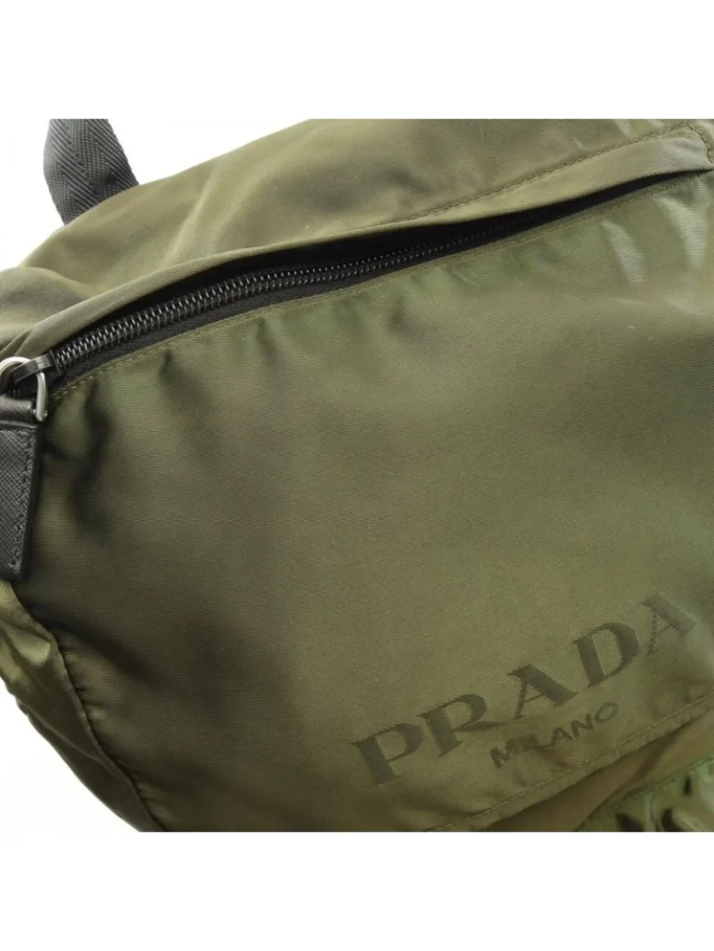 Prada Backpack Khaki Nylon Saffiano Leather